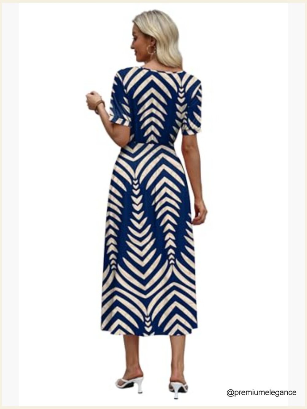 V Neck Maxi Dress Smocked Waist A Line Flowy Midi Long Dress Boho Beach Casual - Picture 5 of 7